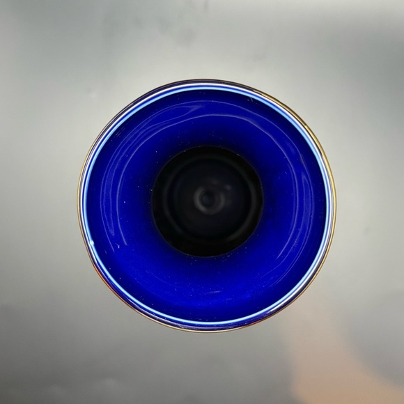 Vintage Cobalt Blue Asian Satsuma Style Vase Pheasants Gold Accents 10” Tall - Picture 4 of 7